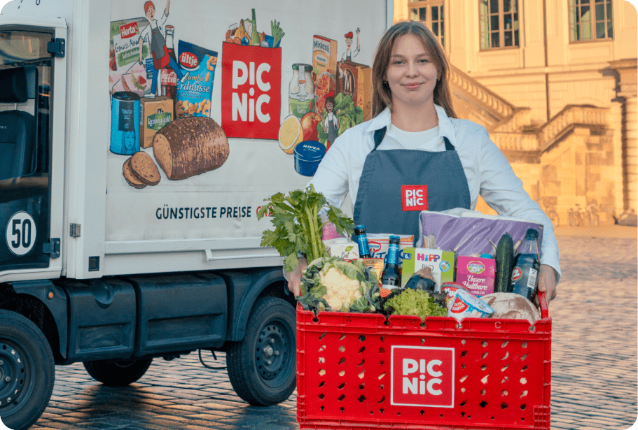 Freundliche Menschen werden Ihnen Ihre Lebensmittel in Sachsen liefern.