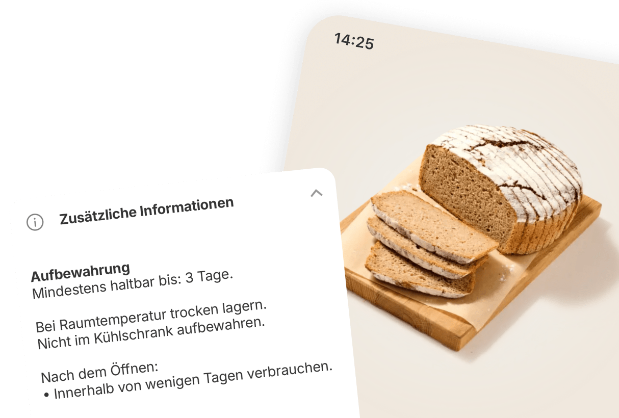 Zusätzliche Informationen in der App.